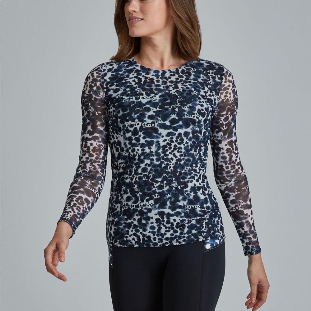 Blue Bebe Mesh Leopard Top